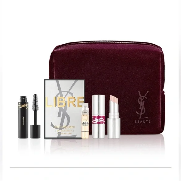 NWT Yves Saint Laurent Burgundy bag Makeup Set
